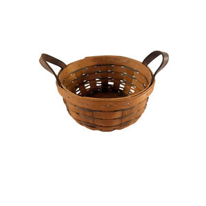 1993 Longaberger Heartland Button Basket Dark Stain 7"RD x 3"H